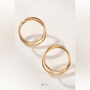 Anthropologie Gold Hoop Stud Earrings